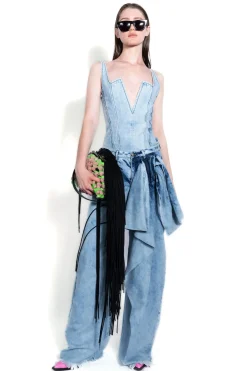Marques ' Almeida Denim | Bottoms | ACID WASH BOYFRIEND TROUSERS WITH BIG BOW ACIDWASH