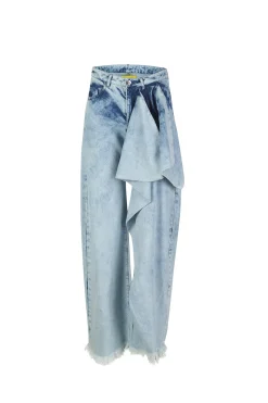 Marques ' Almeida Denim | Bottoms | ACID WASH BOYFRIEND TROUSERS WITH BIG BOW ACIDWASH