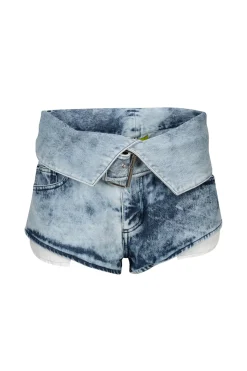 Marques ' Almeida Bottoms | Denim | ACID WASH DENIM FOLDING WAISTBAND SHORTS ACIDWASH