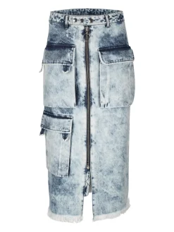 Marques ' Almeida Bottoms | Denim | ACID WASH DENIM MULTI POCKET SKIRT ACIDWASH