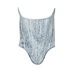 Marques ' Almeida Tops | Denim | ACID WASH DENIM SHAPED CORSET ACIDWASH