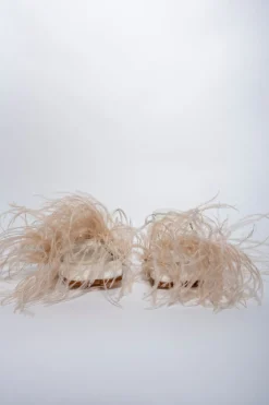 Marques ' Almeida Shoes | FEATHER STRAPPY SANDAL BEIGE