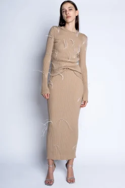 Marques ' Almeida Tops | Knitwear | MERINO FEATHER CREW NECK TOP BEIGE