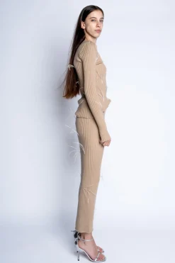 Marques ' Almeida Tops | Knitwear | MERINO FEATHER CREW NECK TOP BEIGE