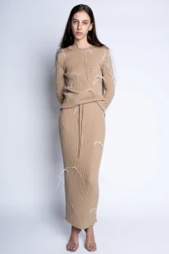 Marques ' Almeida Tops | Knitwear | MERINO FEATHER CREW NECK TOP BEIGE