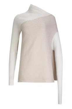 Marques ' Almeida Knitwear | Tops | PATCHWORK DRAPED JUMPER IN MERINO KNIT BEIGE