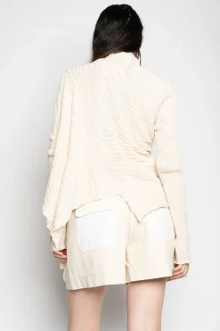 Marques ' Almeida Knitwear | Tops | RECYLED COTTON KNIT DRAPED JUMPER BEIGE
