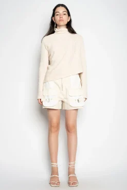Marques ' Almeida Knitwear | Tops | RECYLED COTTON KNIT DRAPED JUMPER BEIGE