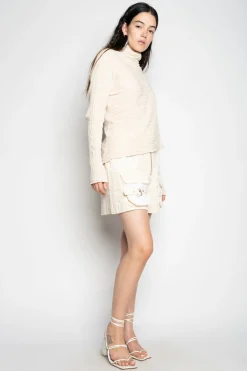 Marques ' Almeida Knitwear | Tops | RECYLED COTTON KNIT DRAPED JUMPER BEIGE