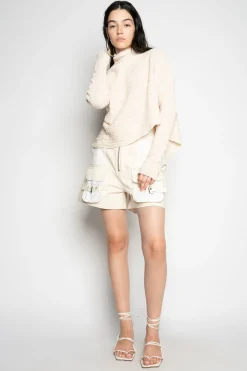Marques ' Almeida Knitwear | Tops | RECYLED COTTON KNIT DRAPED JUMPER BEIGE