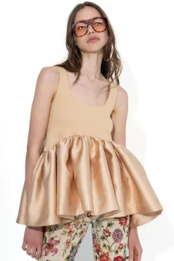 Marques ' Almeida Tops | SLEEVELESS PUFF HEM TOP BEIGE