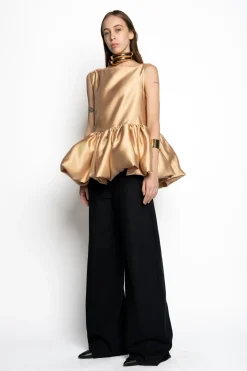 Marques ' Almeida Tops | Tops | SLEEVELESS PUFF HEM TOP BEIGE
