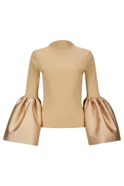 Marques ' Almeida Tops | TURTLENECK PUFF SLEEVE TOP BEIGE