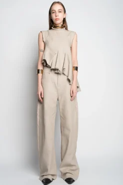 Marques ' Almeida Bottoms | WOVEN BOYFRIEND TROUSERS BEIGE