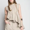 Marques ' Almeida Tops | Tops | WOVEN SLEEVELESS TOP WITH ASYMMETRIC HEM BEIGE