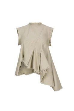Marques ' Almeida Tops | Tops | WOVEN SLEEVELESS TOP WITH ASYMMETRIC HEM BEIGE