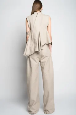 Marques ' Almeida Tops | Tops | WOVEN SLEEVELESS TOP WITH ASYMMETRIC HEM BEIGE