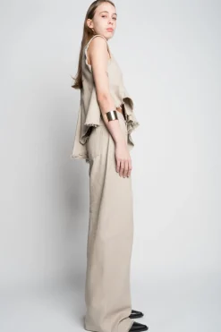 Marques ' Almeida Tops | Tops | WOVEN SLEEVELESS TOP WITH ASYMMETRIC HEM BEIGE