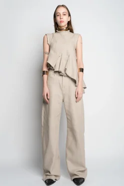 Marques ' Almeida Tops | Tops | WOVEN SLEEVELESS TOP WITH ASYMMETRIC HEM BEIGE