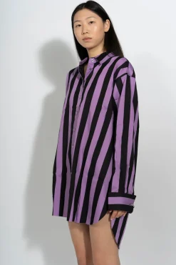 Marques ' Almeida Tops | BLACK AND LILAC STRIPED XXL SHIRT MULTICOLOUR