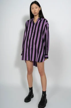 Marques ' Almeida Tops | BLACK AND LILAC STRIPED XXL SHIRT MULTICOLOUR