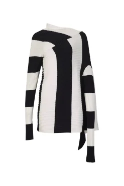 Marques ' Almeida Knitwear | Tops | BLACK AND WHITE DRAPED JUMPER BLACKWHITE