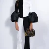 Marques ' Almeida Tops | BLACK AND WHITE TURTLENECK PUFF SLEEVE TOP BLACKWHITE