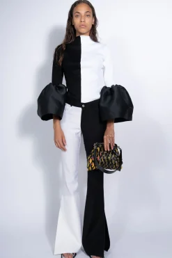 Marques ' Almeida Tops | BLACK AND WHITE TURTLENECK PUFF SLEEVE TOP BLACKWHITE