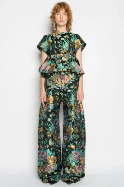 Marques ' Almeida Bottoms | Bottoms | BROCADE BOYFRIEND TROUSERS BLACK