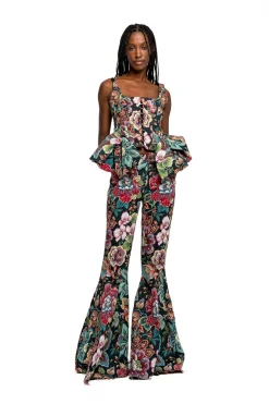Marques ' Almeida Tops | BLACK BROCADE CORSET WITH FRONT HOOK & EYE CLOSURE MULTICOLOUR