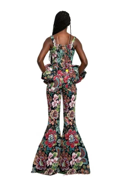 Marques ' Almeida Tops | BLACK BROCADE CORSET WITH FRONT HOOK & EYE CLOSURE MULTICOLOUR