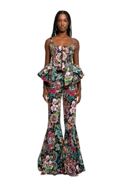 Marques ' Almeida Tops | BLACK BROCADE CORSET WITH FRONT HOOK & EYE CLOSURE MULTICOLOUR