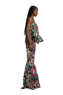 Marques ' Almeida Tops | BLACK BROCADE CORSET WITH FRONT HOOK & EYE CLOSURE MULTICOLOUR