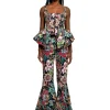 Marques ' Almeida Bottoms | BLACK BROCADE EXTREME FLARE TROUSERS MULTICOLOUR