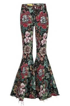 Marques ' Almeida Bottoms | BLACK BROCADE EXTREME FLARE TROUSERS MULTICOLOUR