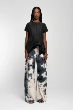 Marques ' Almeida Tops | Tops | CAP SLEEVE PLISSE T-SHIRT BLACK