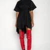 Marques ' Almeida Dresses | Dresses | CINCHED PLEATED T-SHIRT DRESS BLACK