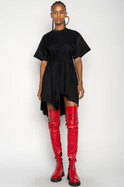 Marques ' Almeida Dresses | Dresses | CINCHED PLEATED T-SHIRT DRESS BLACK