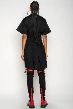 Marques ' Almeida Dresses | Dresses | CINCHED PLEATED T-SHIRT DRESS BLACK