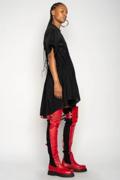 Marques ' Almeida Dresses | Dresses | CINCHED PLEATED T-SHIRT DRESS BLACK
