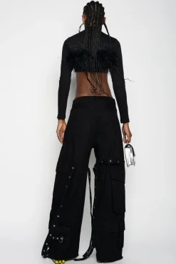 Marques ' Almeida Tops | Tops | CROPPED FEATHER TOP BLACK