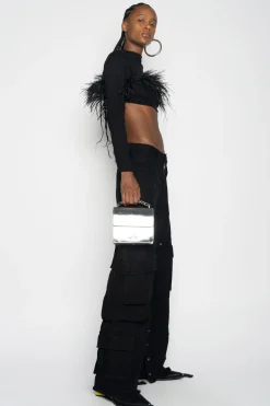Marques ' Almeida Tops | Tops | CROPPED FEATHER TOP BLACK