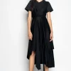 Marques ' Almeida Dresses | Dresses | CROSS WAIST DRAPE T-SHIRT DRESS BLACK