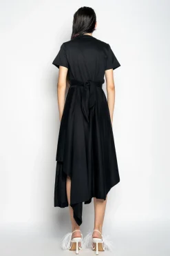 Marques ' Almeida Dresses | Dresses | CROSS WAIST DRAPE T-SHIRT DRESS BLACK
