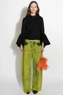Marques ' Almeida Denim | Outerwear | DENIM CLASSIC FITTED JACKET WITH BELL SLEEVES BLACK
