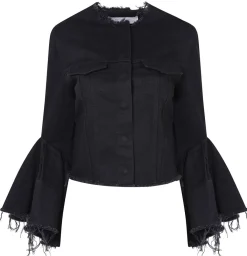 Marques ' Almeida Denim | Outerwear | DENIM CLASSIC FITTED JACKET WITH BELL SLEEVES BLACK