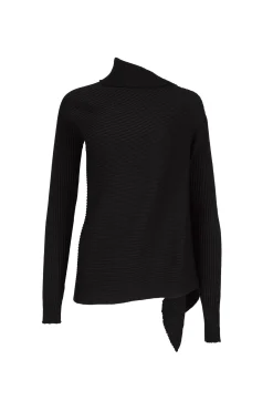 Marques ' Almeida Tops | Knitwear | DRAPED JUMPER IN MERINO KNIT BLACK