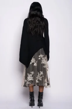 Marques ' Almeida Tops | Knitwear | DRAPED JUMPER IN MERINO KNIT BLACK