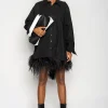 Marques ' Almeida Tops | Dresses | FEATHER HEM SHIRT DRESS BLACK