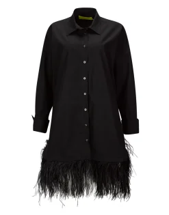 Marques ' Almeida Tops | Dresses | FEATHER HEM SHIRT DRESS BLACK
